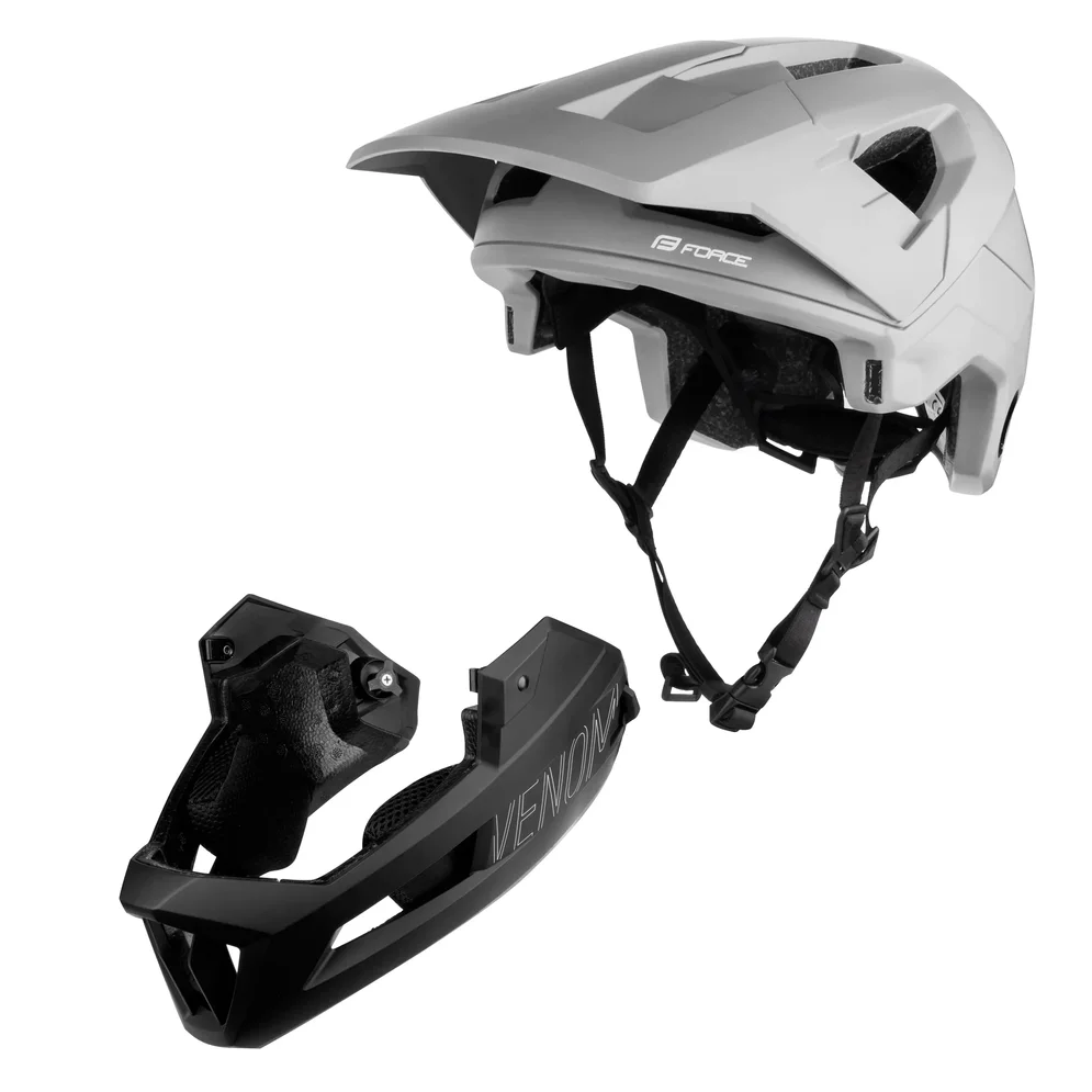 helmet FORCE VENOM downhill, šedo-čierna